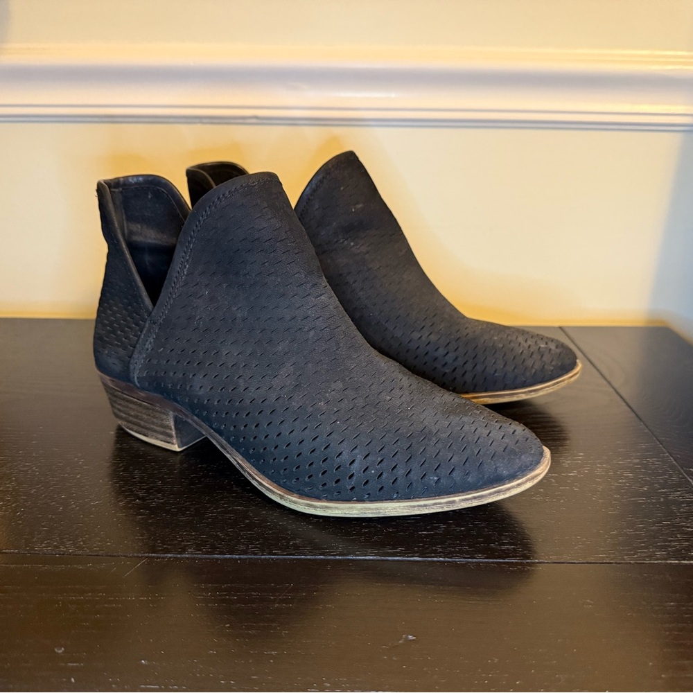 Chic Black Perforated Ankle Booties